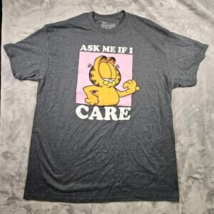 Garfield T Shirt Mens XL Gray Ask Me If I Care Graphic Tee Hybrid Apparel